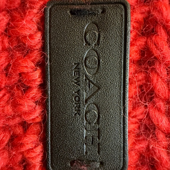 Coach Red Wool-Blend Ribbed Infinity Scarf – Soft, Chunky Knit – 17" x 66" - Picture 8 of 10